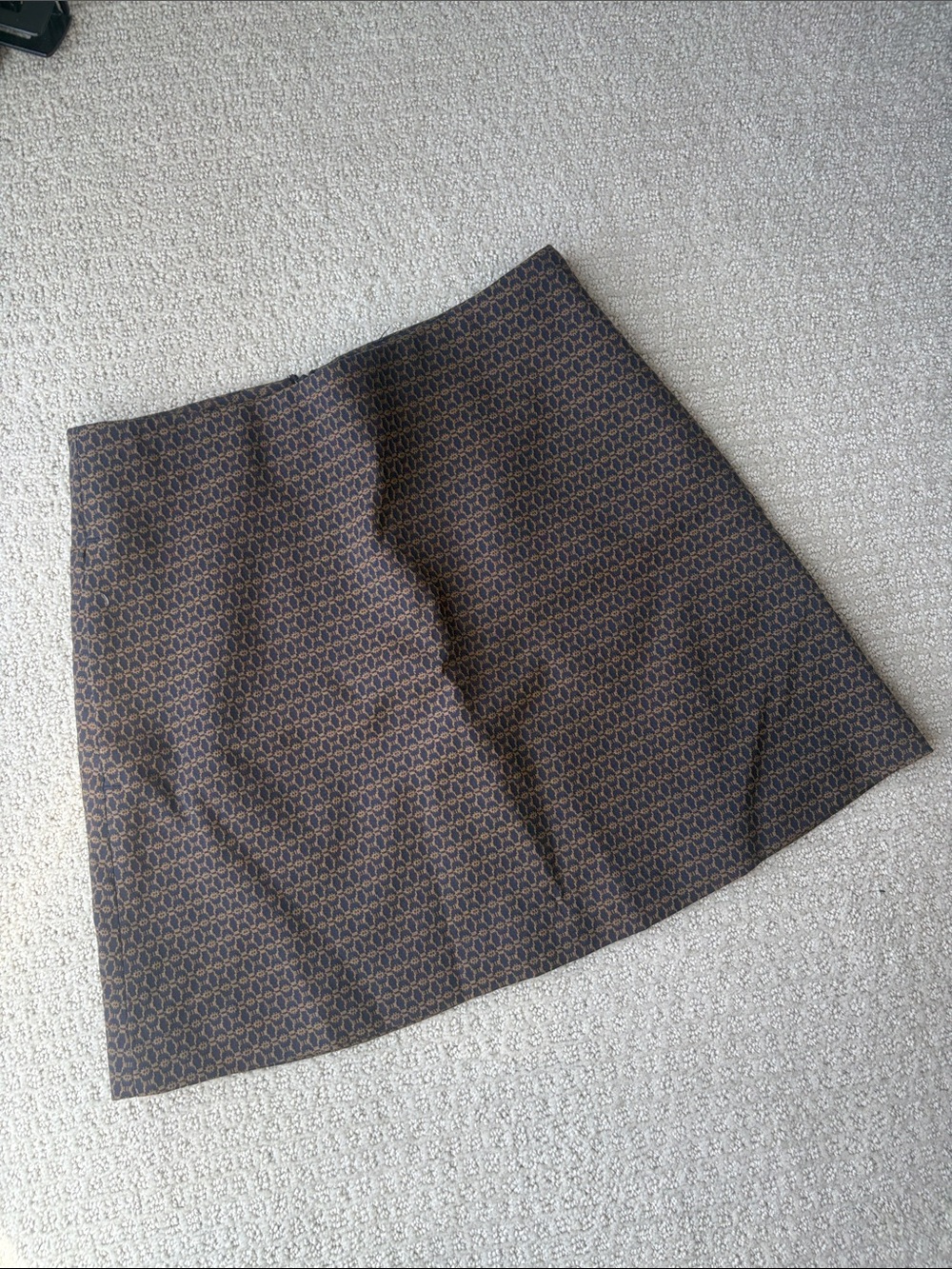 Aritzia Geometric A-Line Mini Skirt in Brown and navy